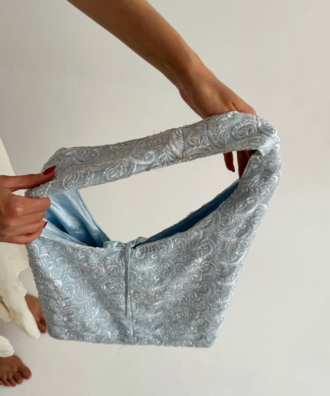 Vintage beaded blue hobo bag