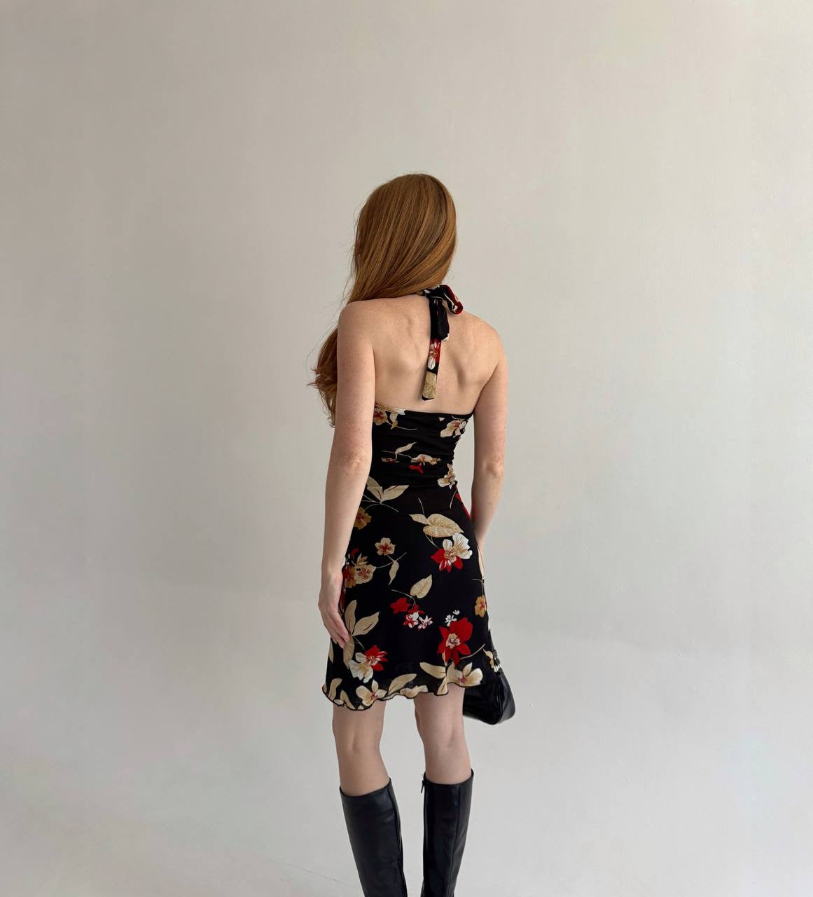 Vintage mini dress with flower pattern