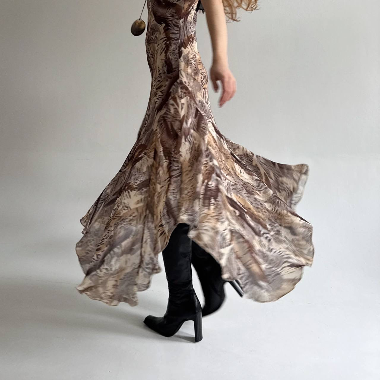 Y2K viscose asymmetrical maxi dress