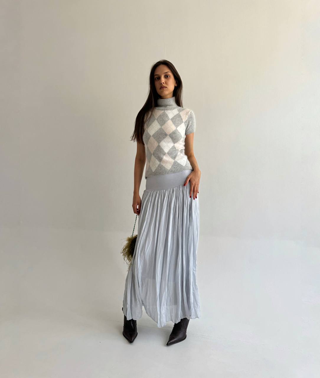 Vintage silk and viscose blue skirt