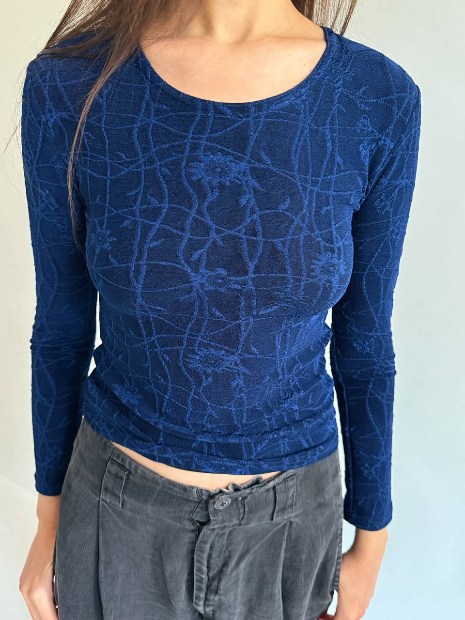 Vintage blue flower pattern blouse