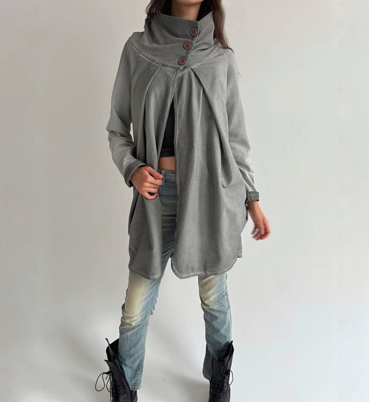 Vintage avant garde asymmetrical button up cardigan