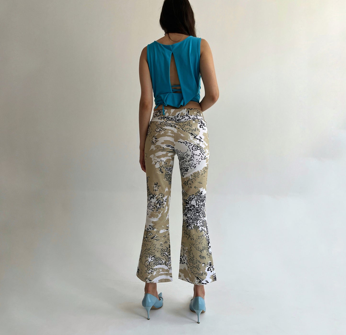 Vintage printed flared jeans