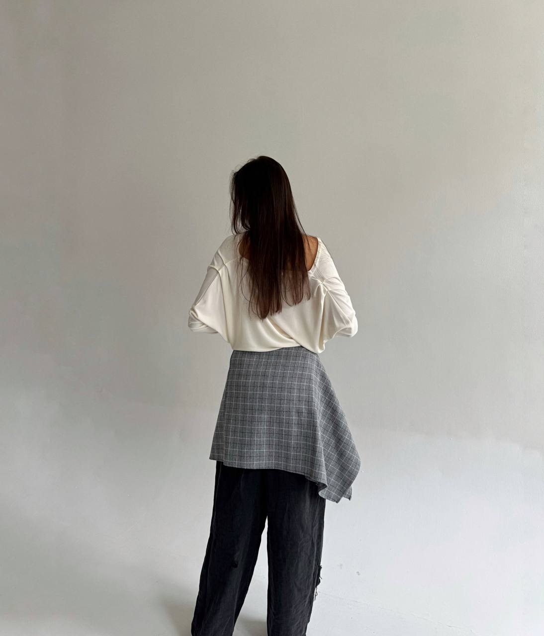 Vintage asymmetrical checked skirt