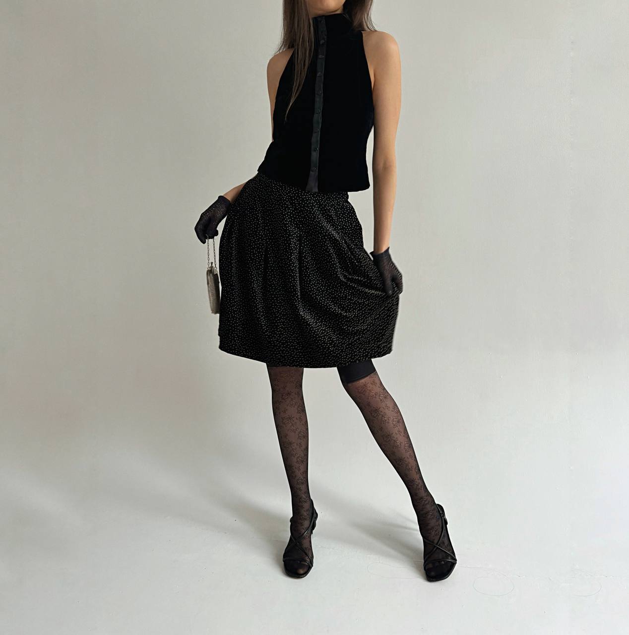 Vintage Giorgio Armani velvet polka dot skirt
