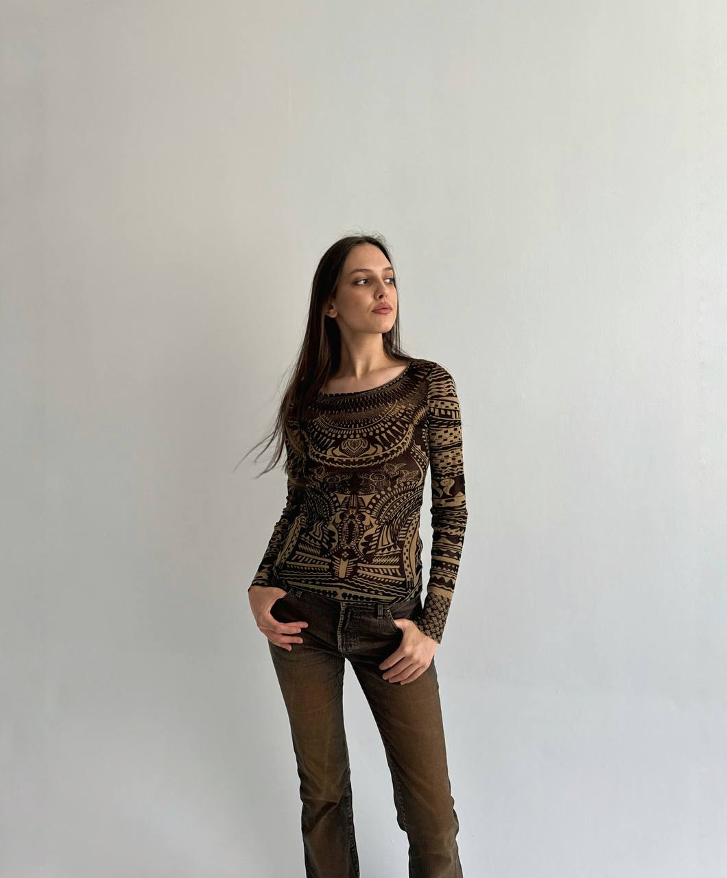Y2K mesh ornament blouse