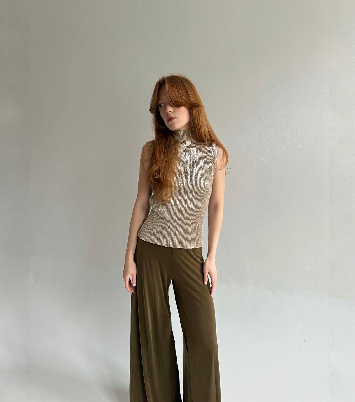 Vintage Specchio Pleats sequin top