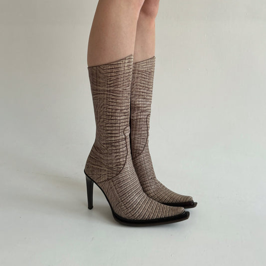 Vintage genuine leather crocodile imitation boots