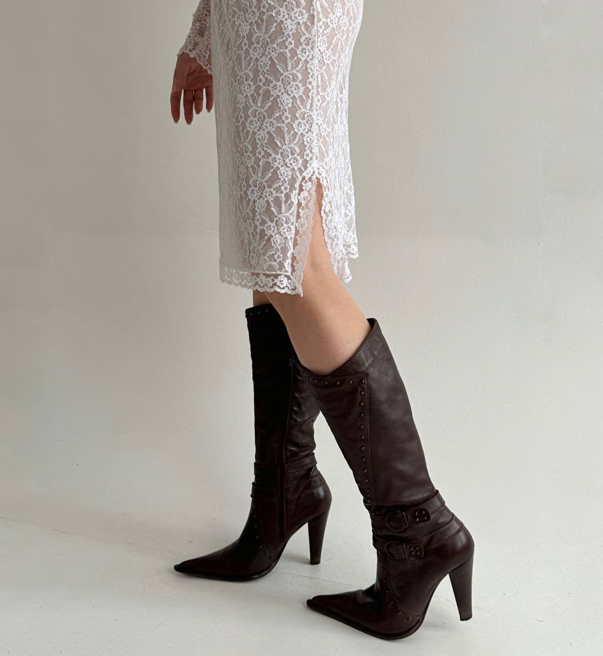 Vintage white lace slip skirt