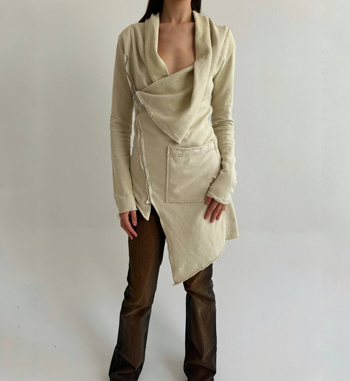 Vintage cotton cream avant garde cardigan