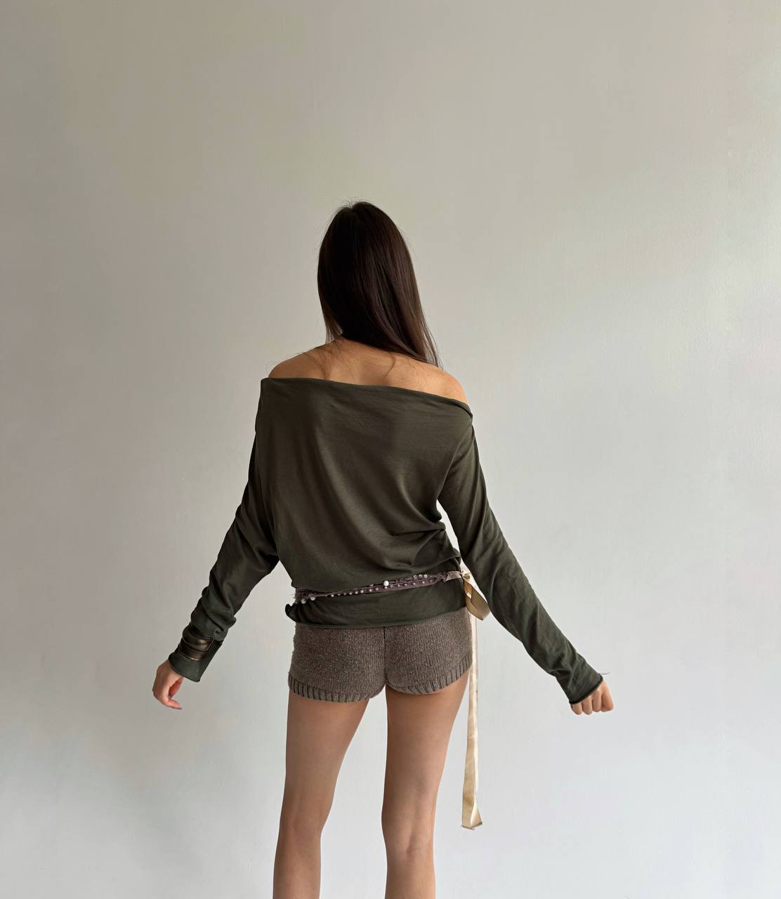 Sisley khaki asymmetrical blouse