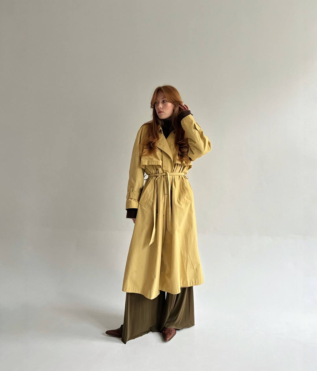 Vintage cotton blend long trench coat