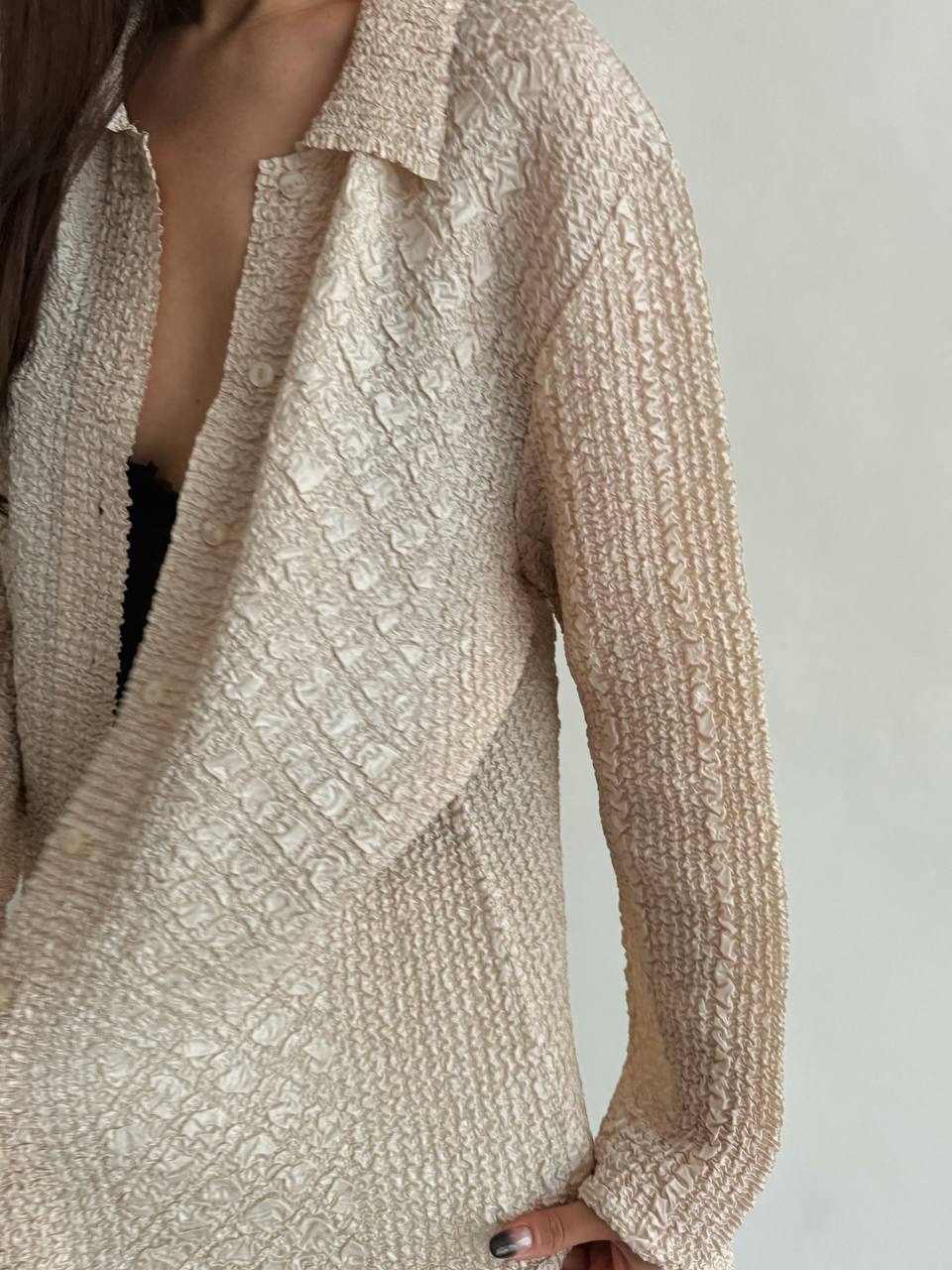 Vintage crinkle champagne shirt