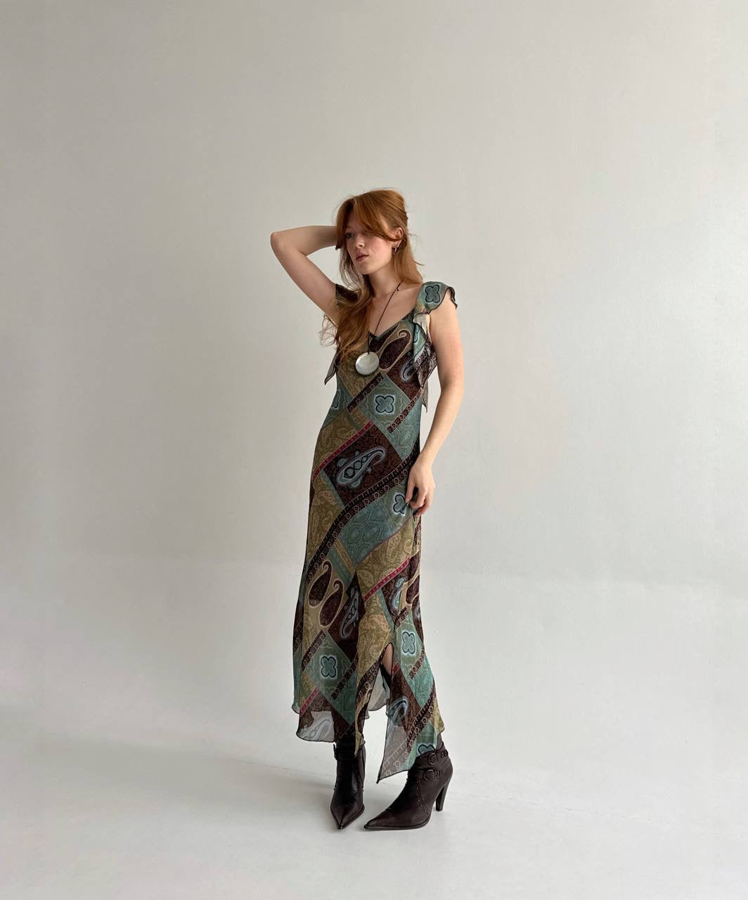 Vintage viscose boho long dress