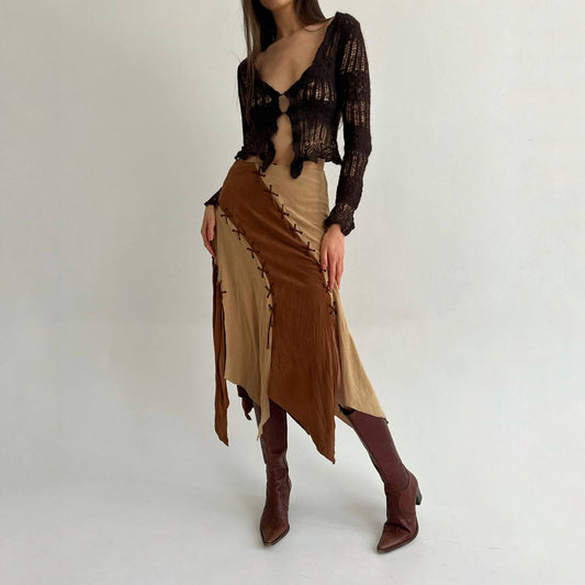 Vintage viscose blend asymmetrical skirt