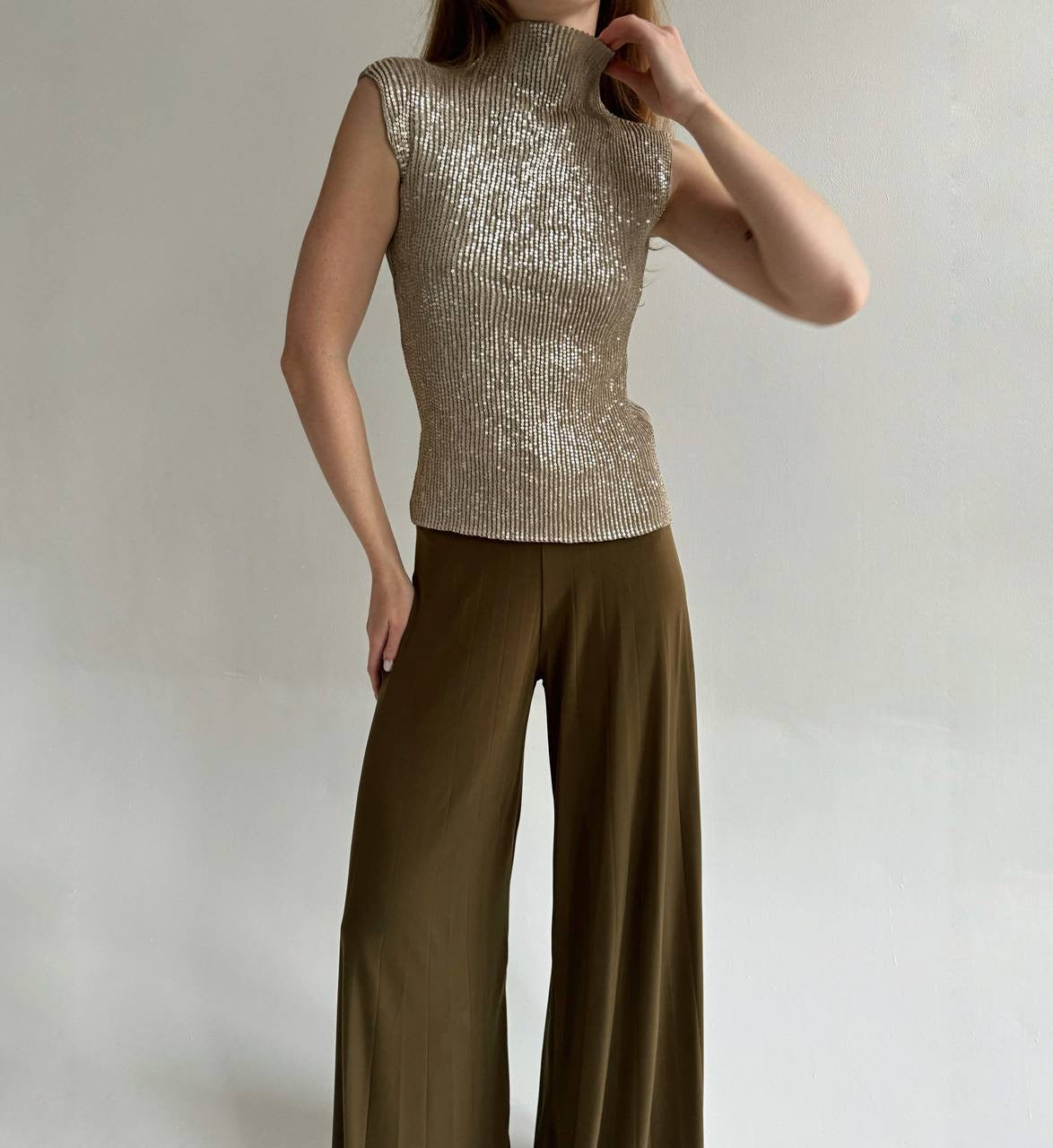 Vintage Specchio Pleats sequin top
