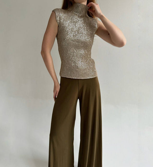 Vintage Specchio Pleats sequin top