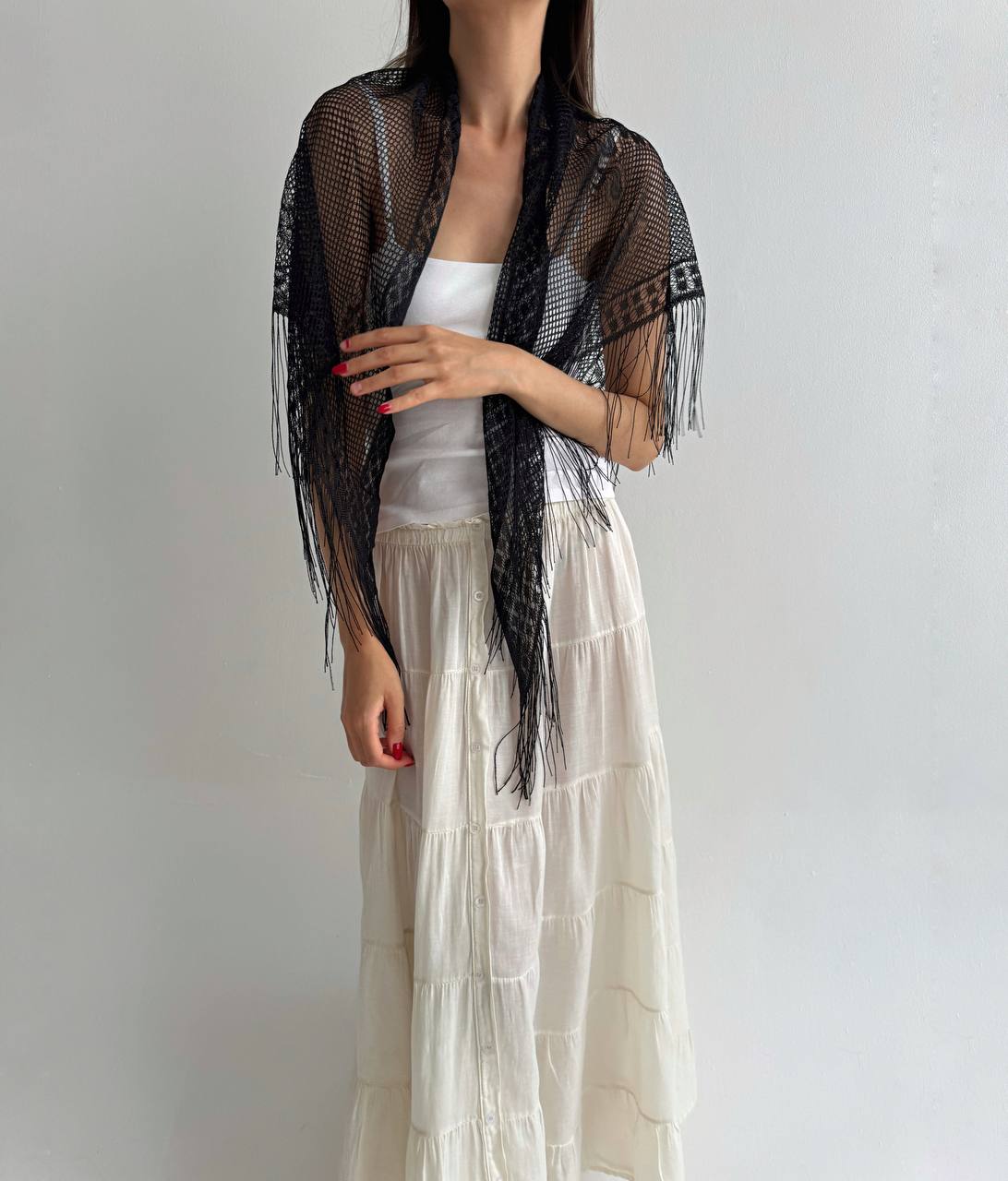 Vintage lace black scarf