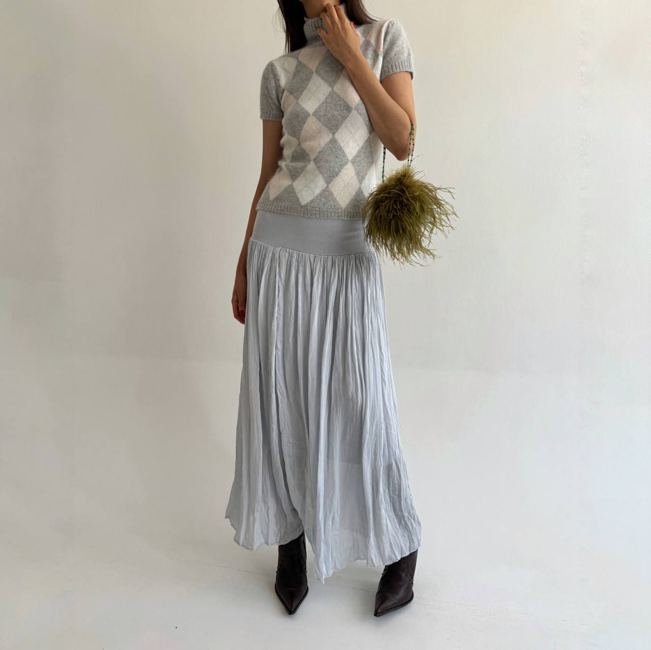 Vintage silk and viscose blue skirt