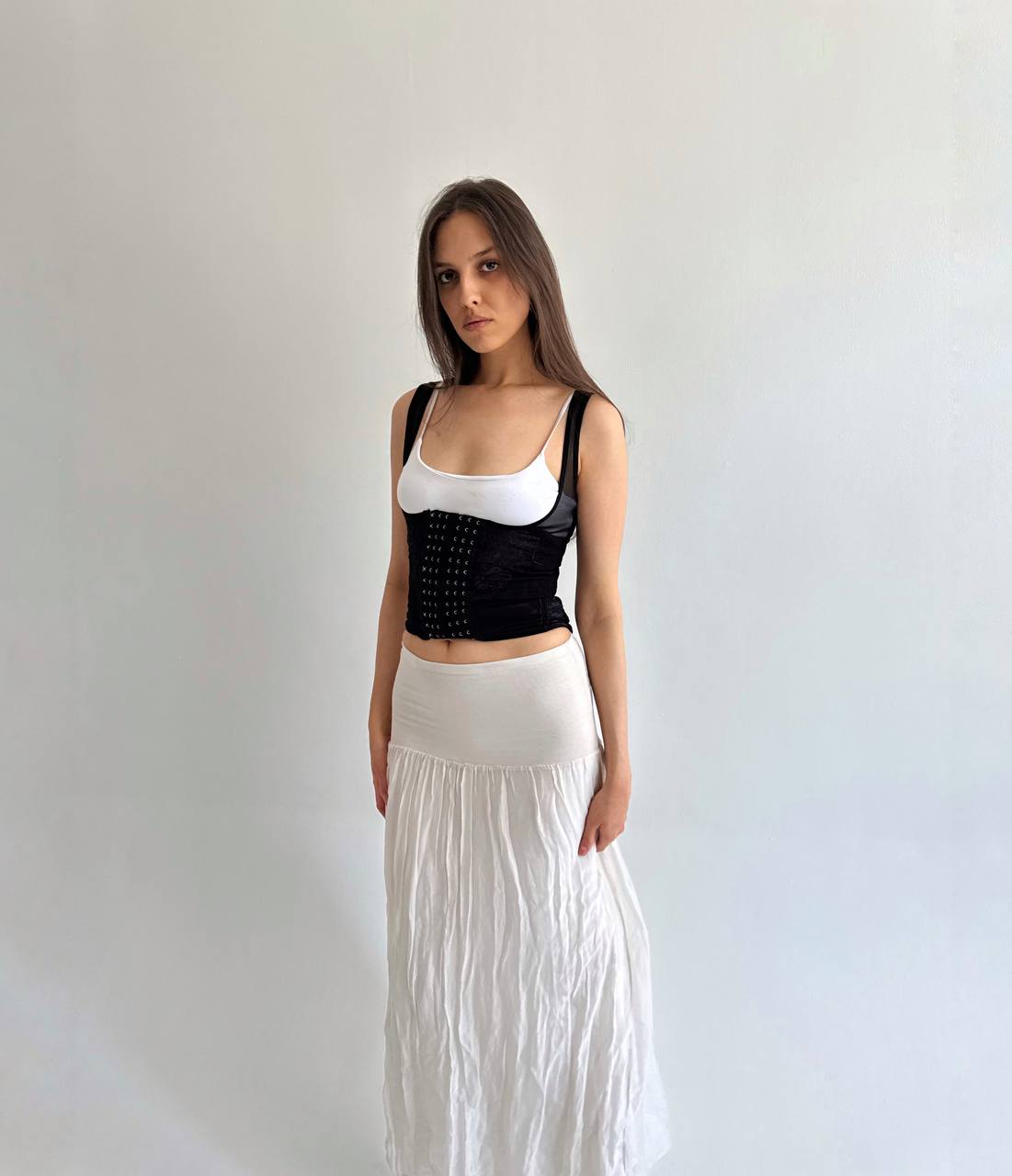 Vintage silk and viscose cream skirt
