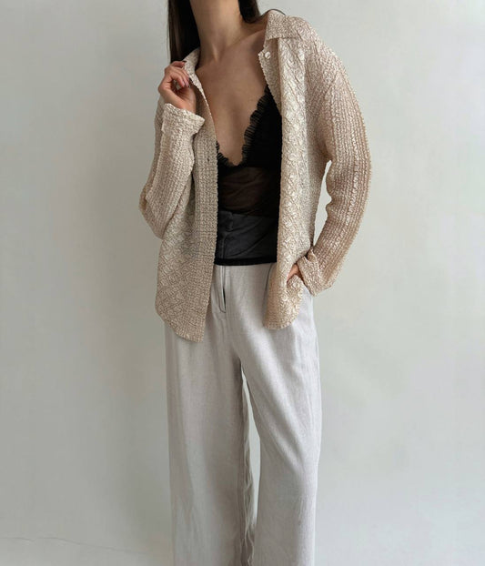 Vintage crinkle champagne shirt