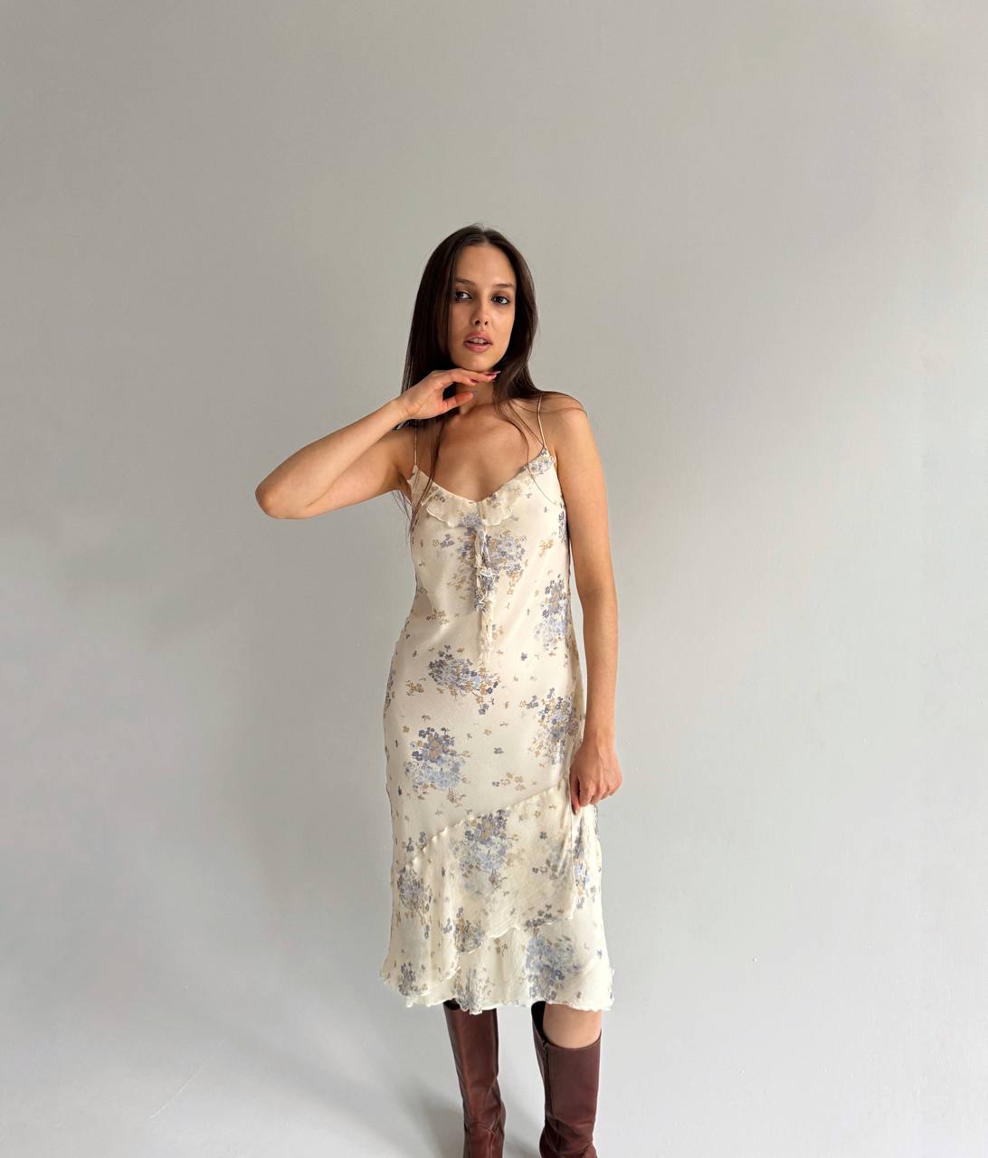 Vintage pure silk flower print dress