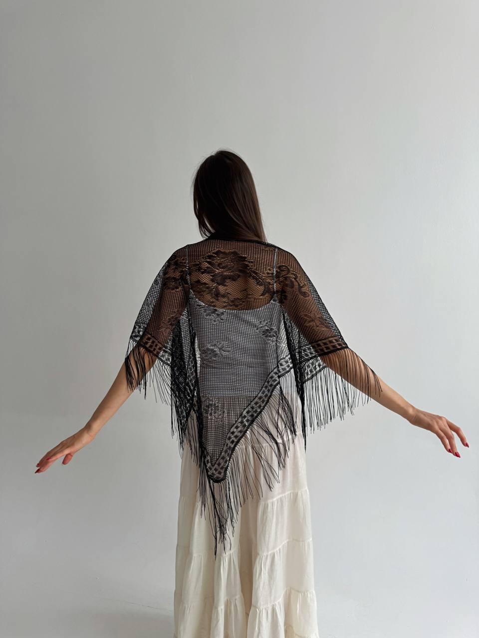 Vintage lace black scarf