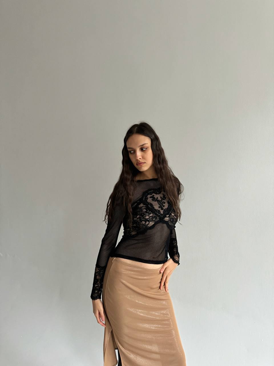 Vintage French mesh lace blouse