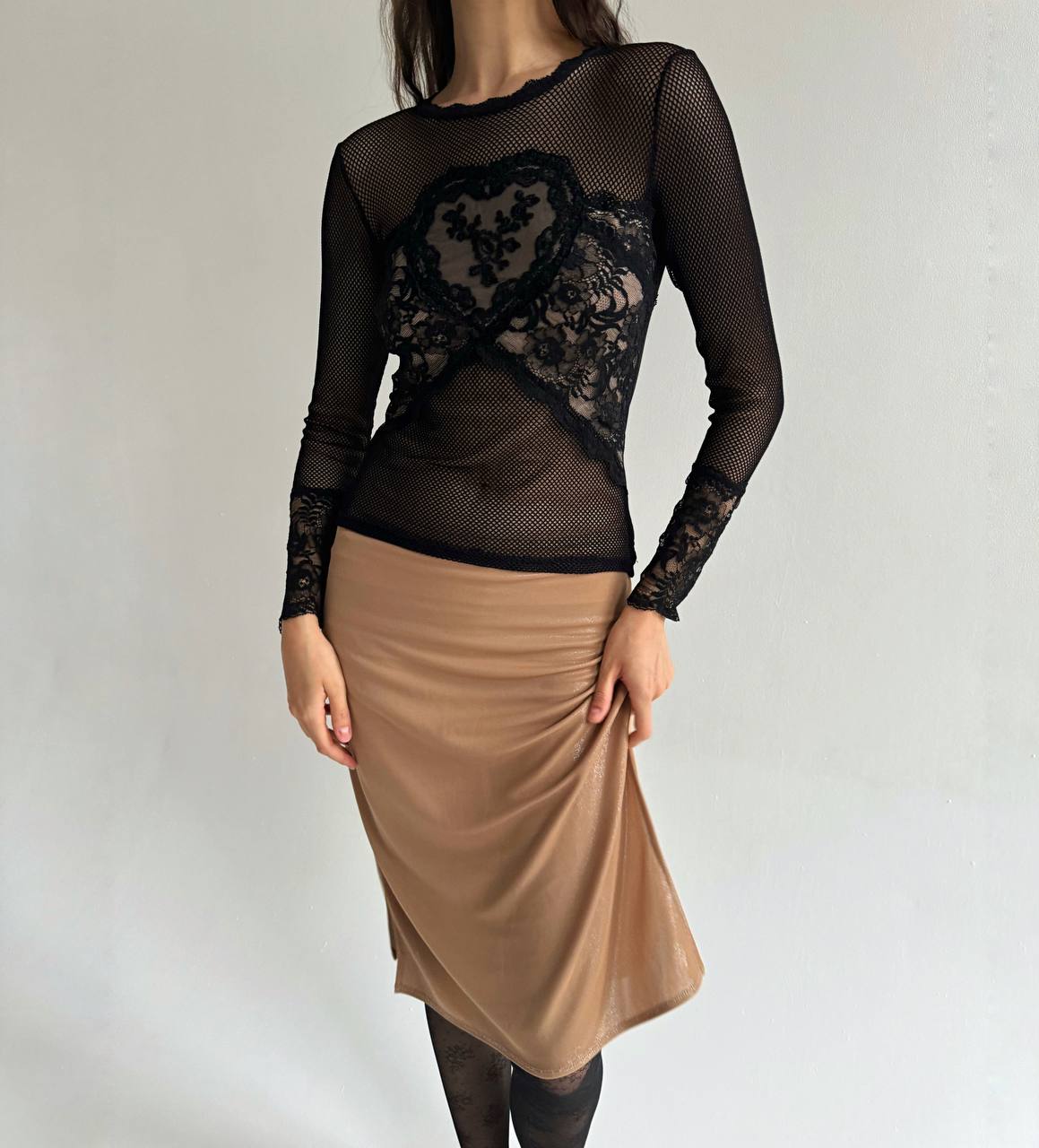Vintage French mesh lace blouse