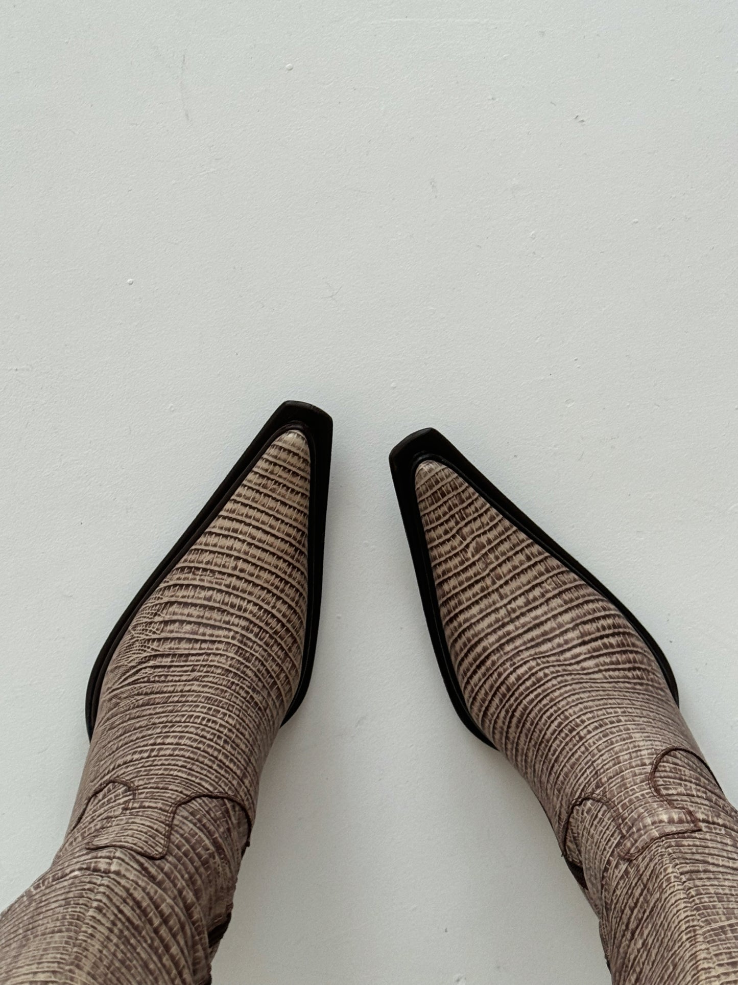 Vintage genuine leather crocodile imitation boots