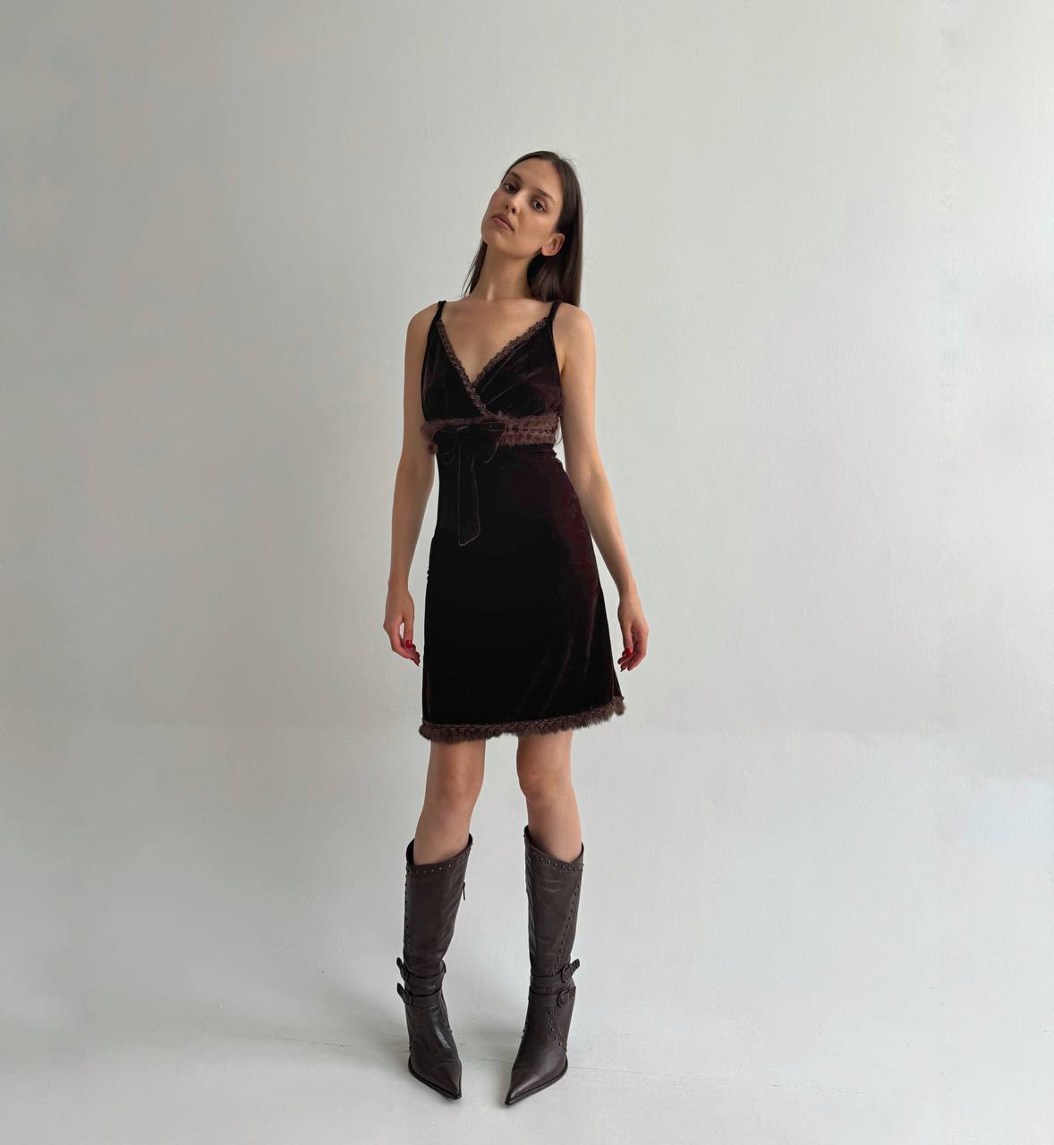 Vintage brown velvet dress