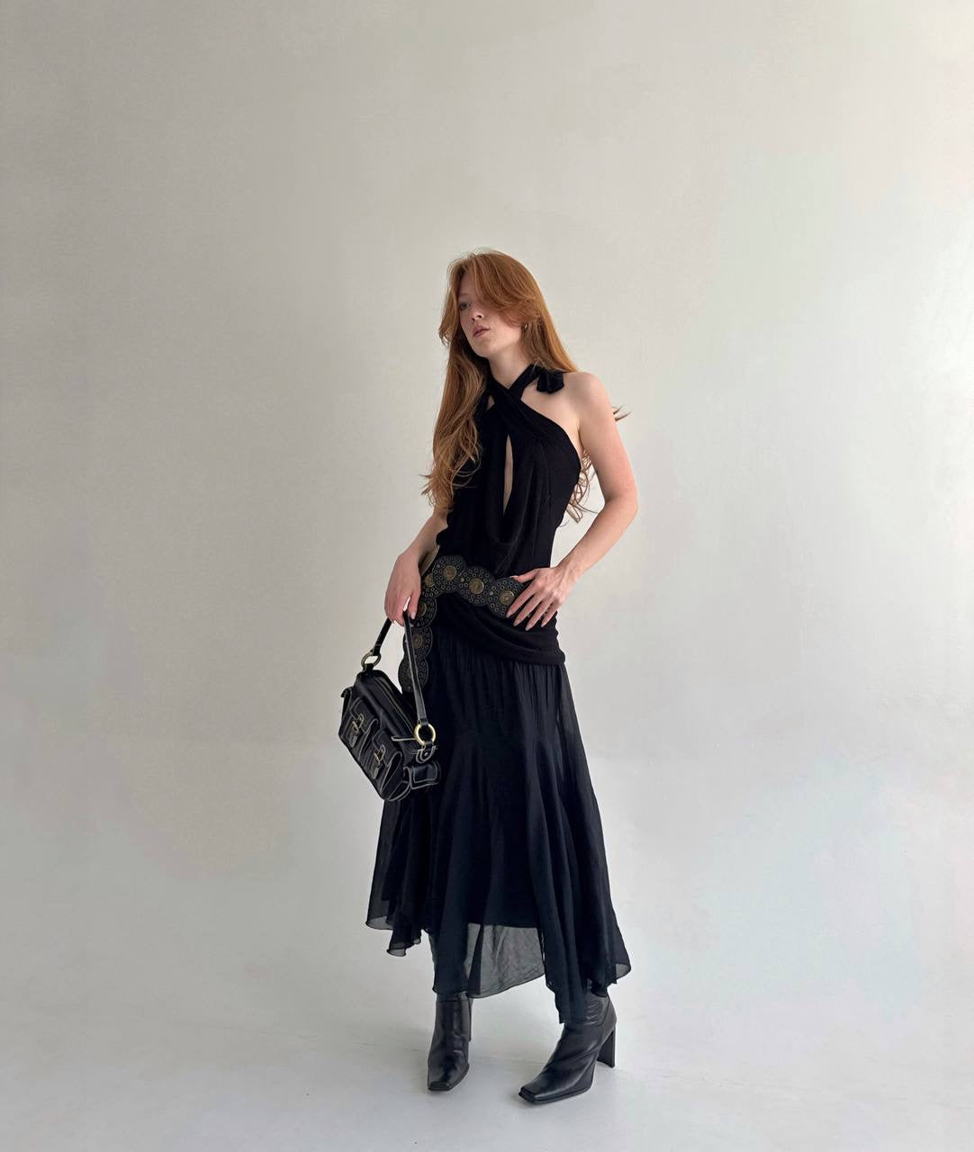 Vintage flowy skirt made of 60% silk 40% viscose