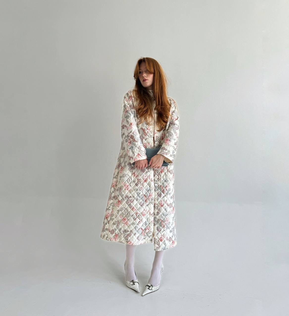 Vintage quilted flower pattern coat