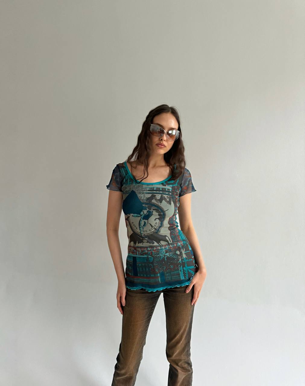 Y2K Save The Queen mesh blouse