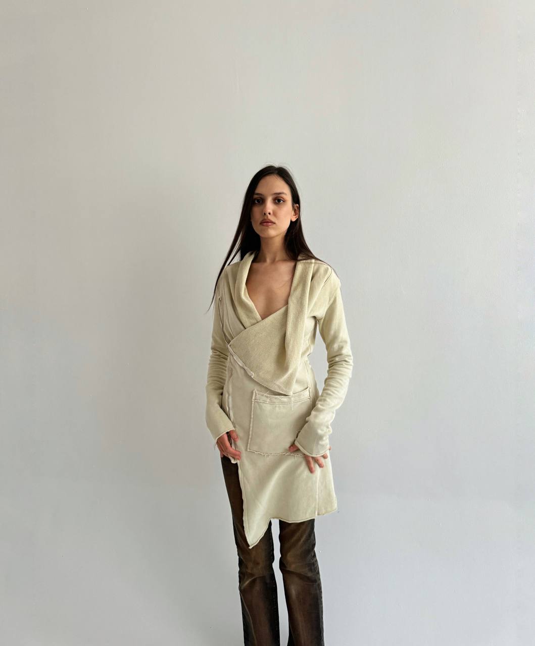 Vintage cotton cream avant garde cardigan