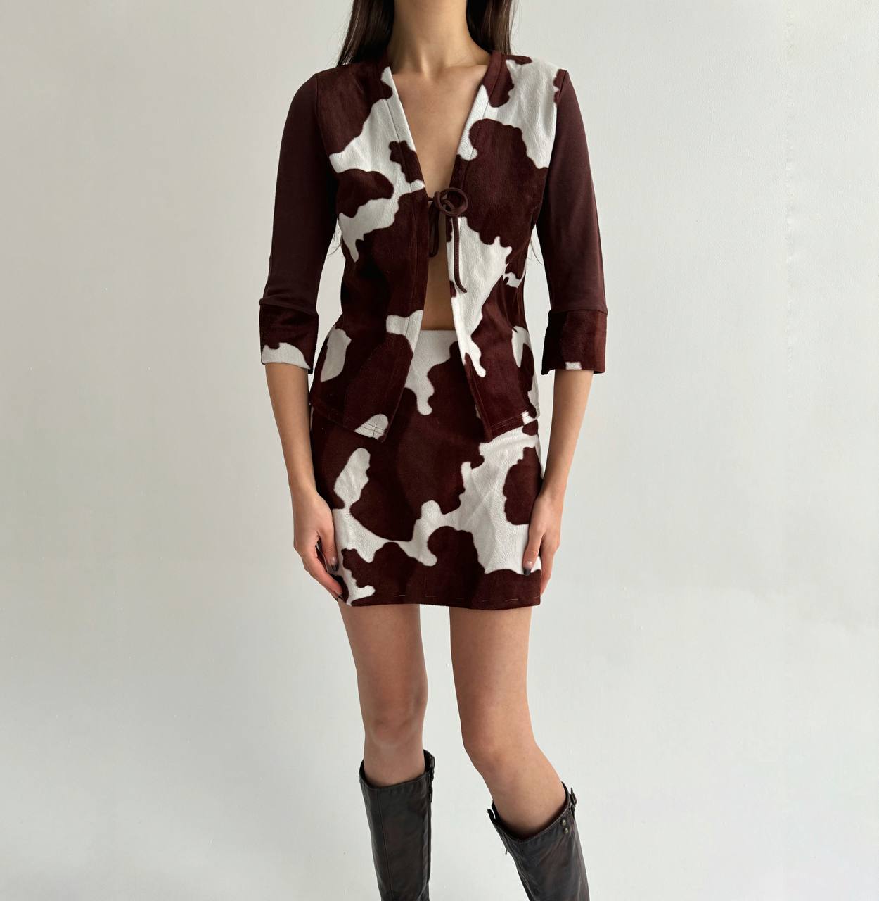 Vintage cow print 2 piece set