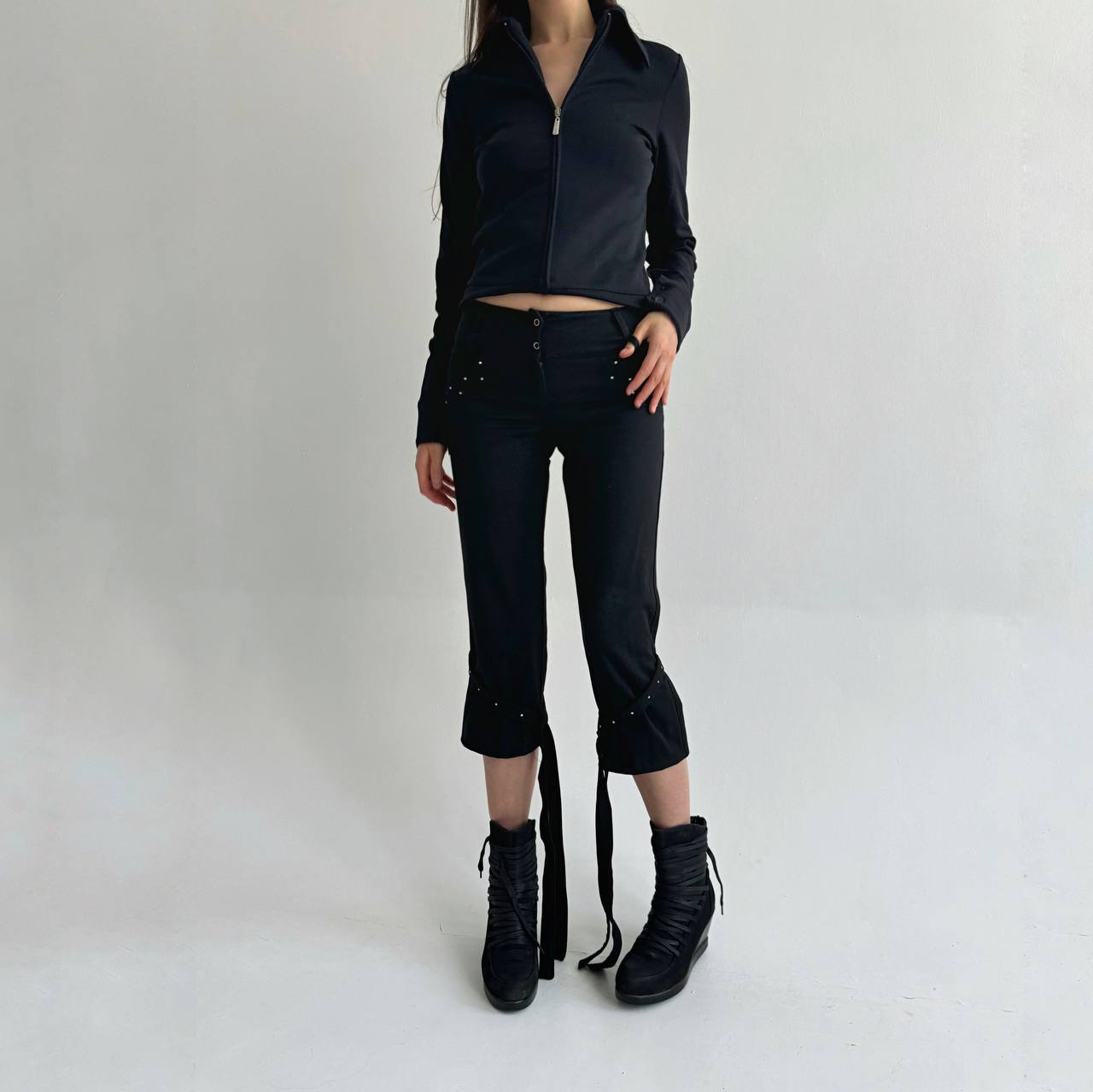 Vintage black capris with rhinestones