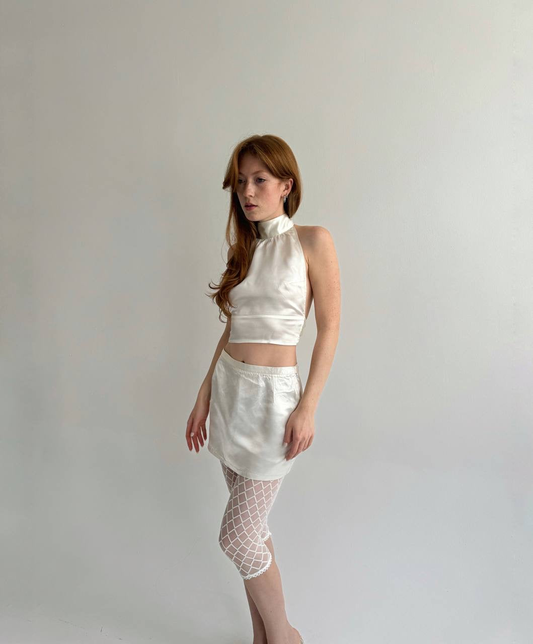 Vintage high waisted satin mini skirt