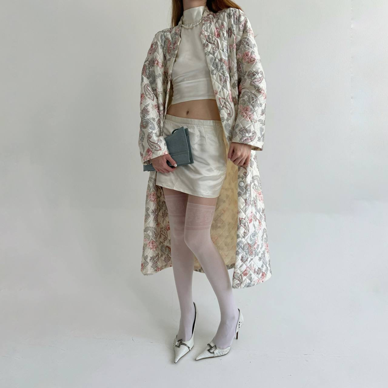 Vintage quilted flower pattern coat