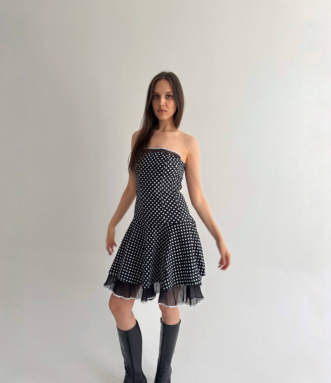 Vintage polka dot navy dress