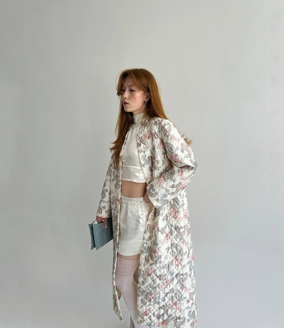 Vintage quilted flower pattern coat