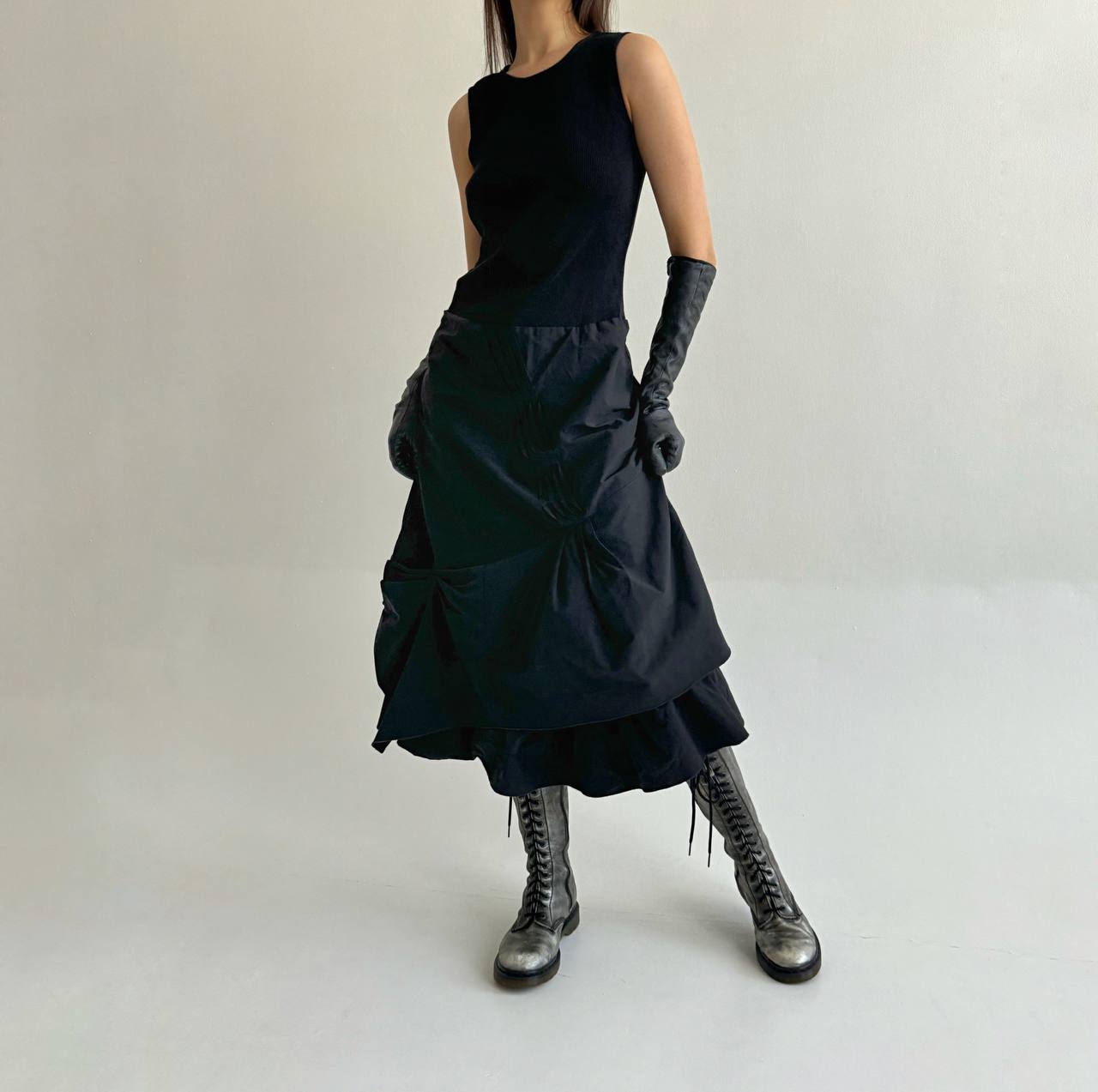 Avant garde cotton crinkle dress