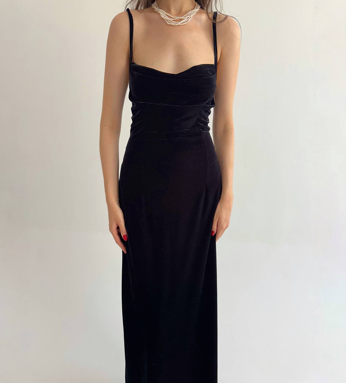 Vintage black velvet maxi dress
