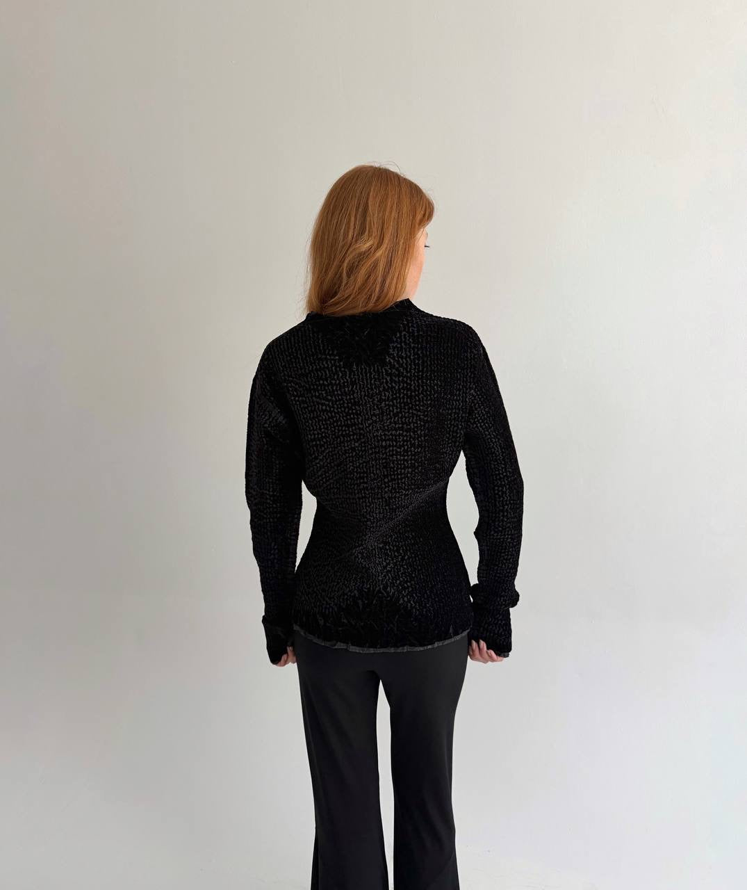 Vintage velvet black avant garde blouse