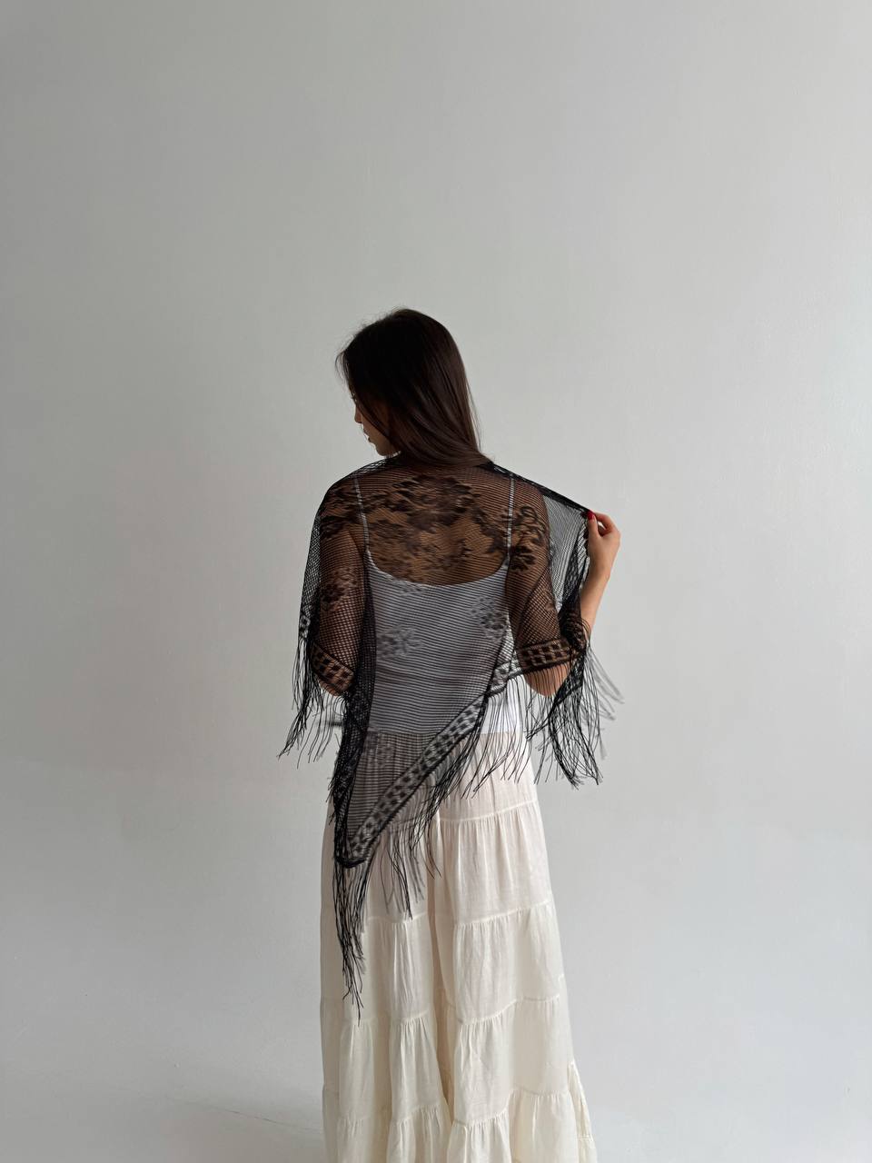 Vintage lace black scarf