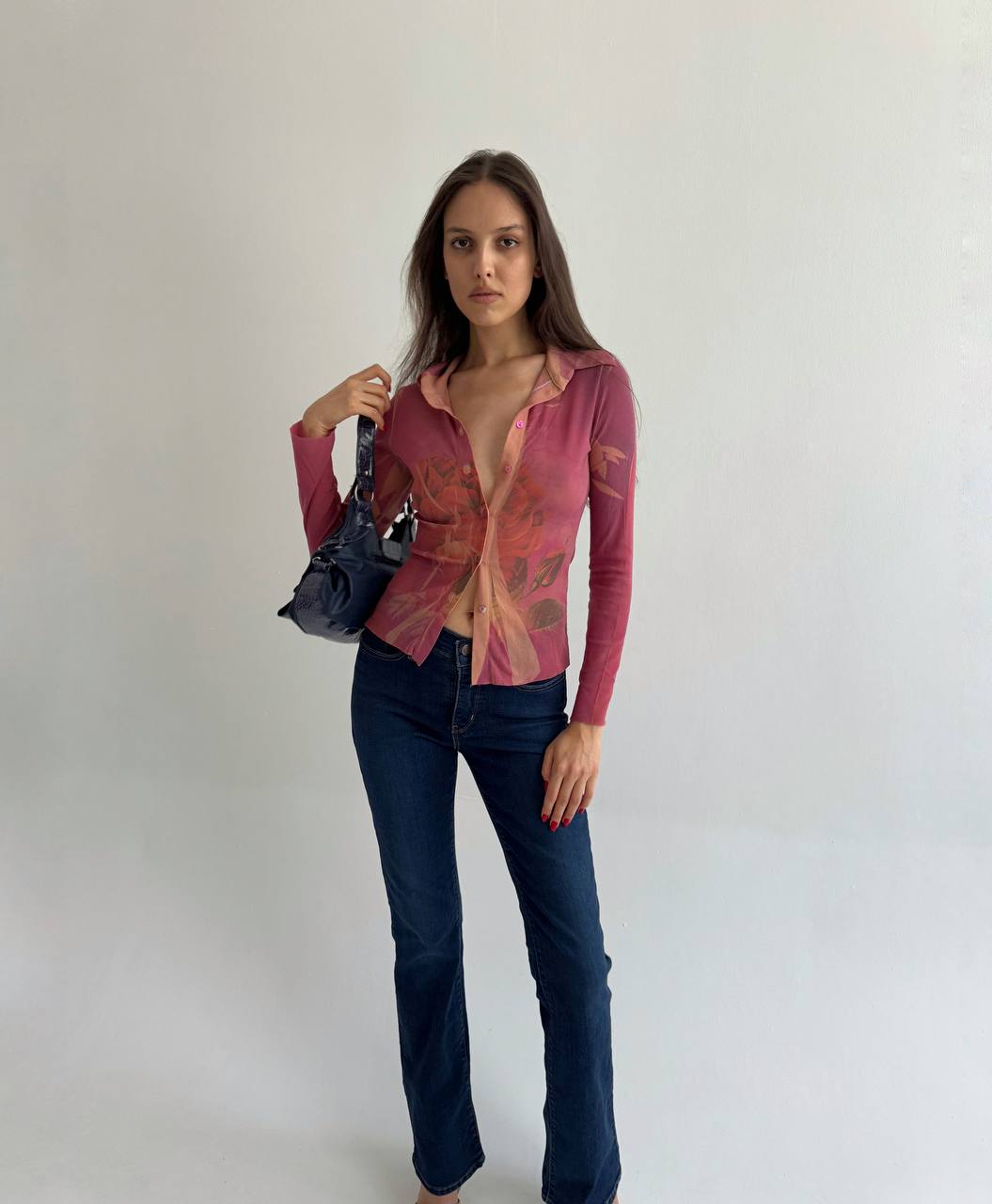 Vintage mesh printed blouse