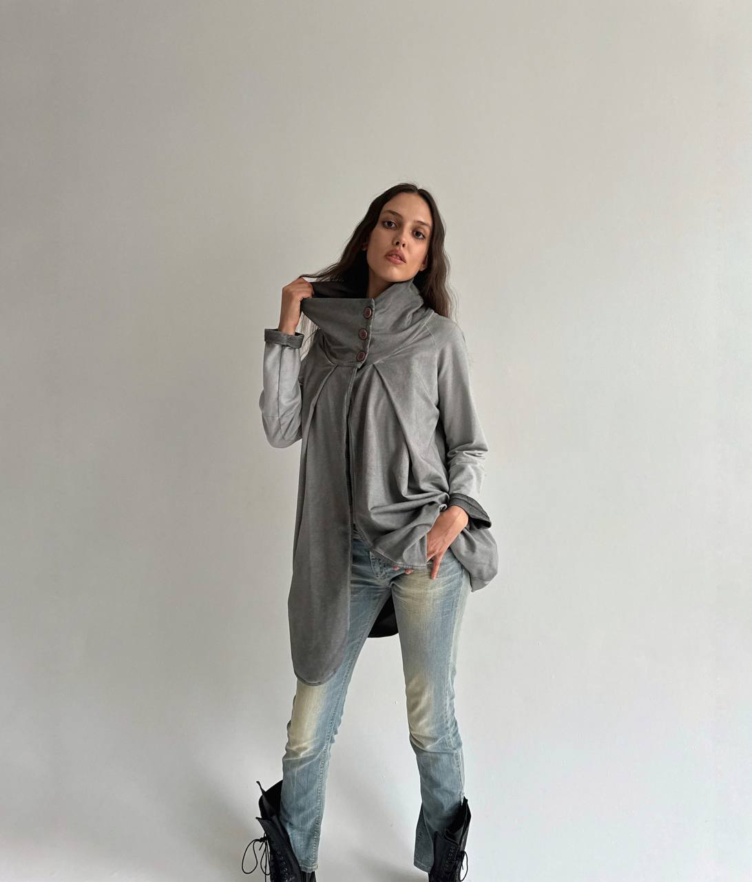 Vintage avant garde asymmetrical button up cardigan