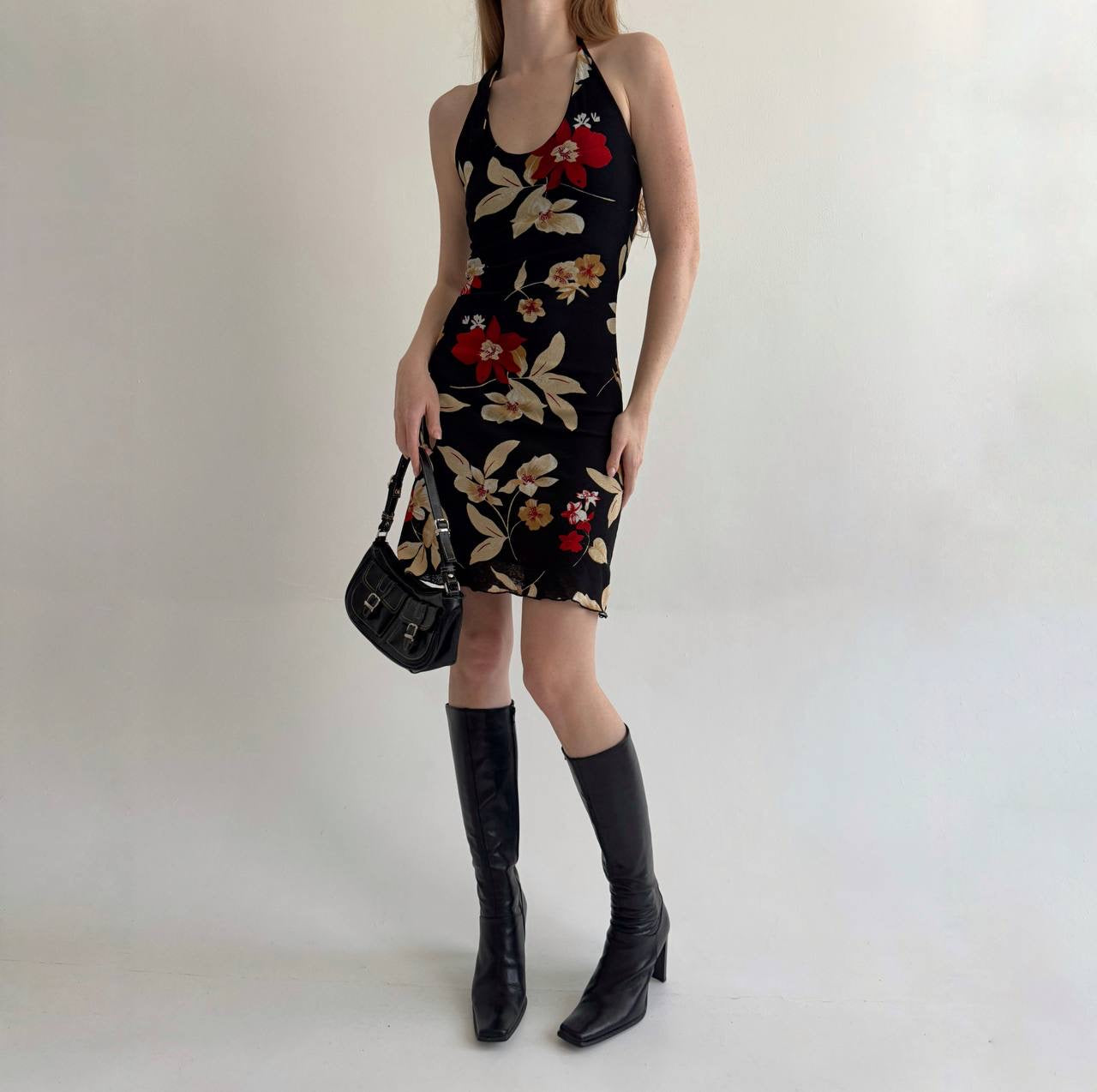 Vintage mini dress with flower pattern