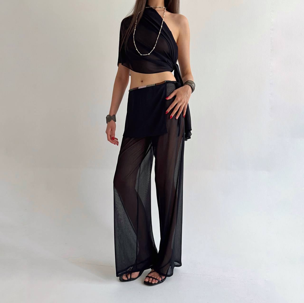La Perla mesh beaded pants with a skirt