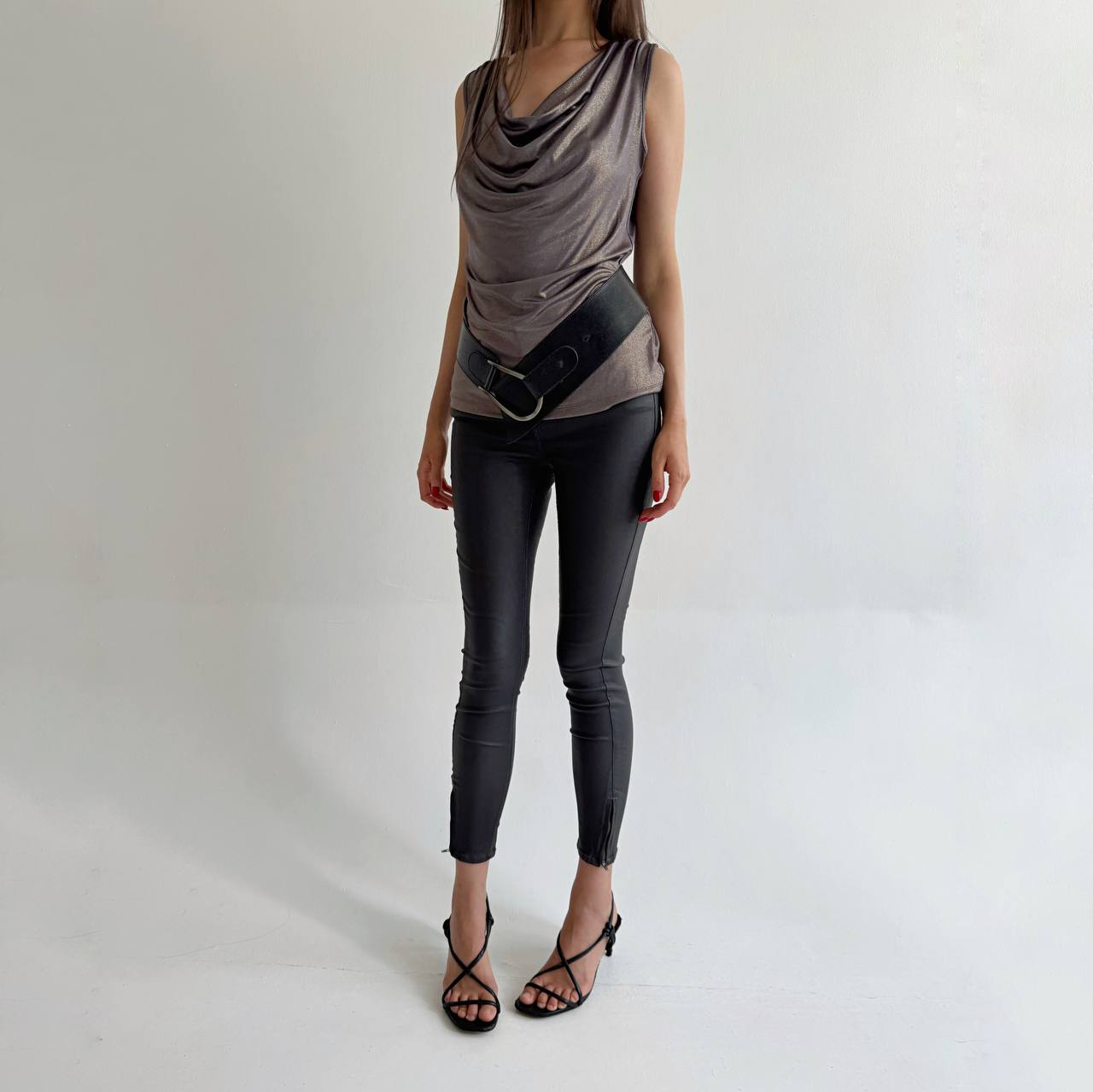 Black wax skinny jeans